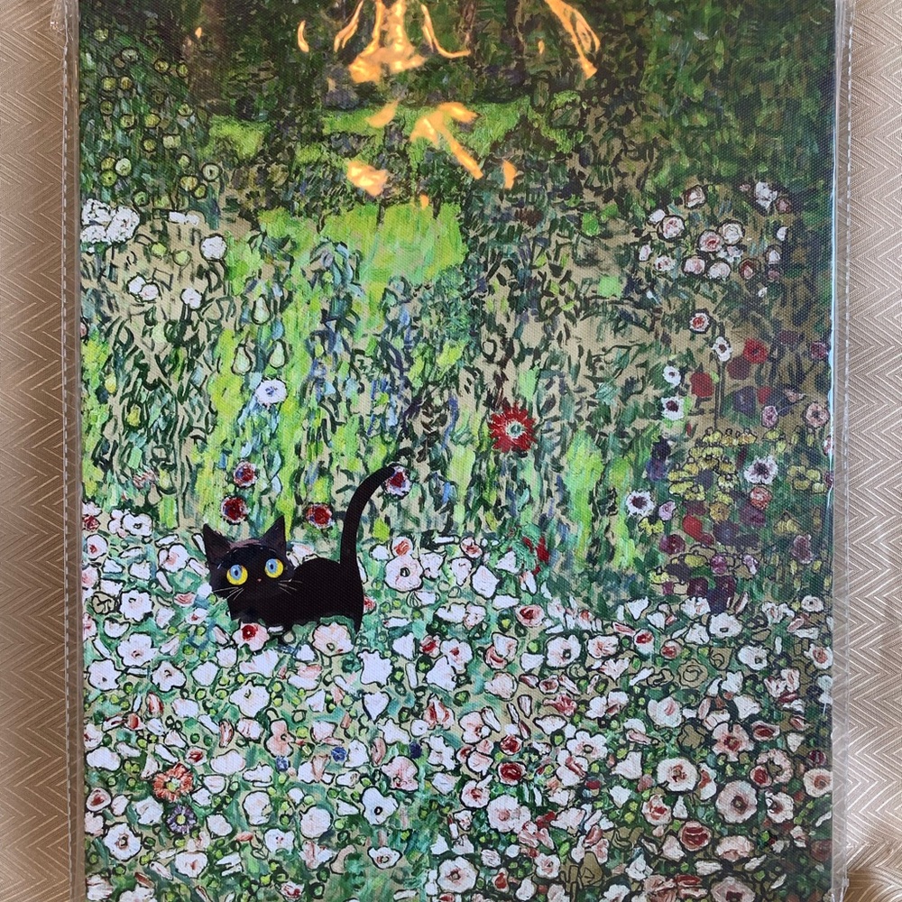 Canvas Wall Art -Cat in field of flowers